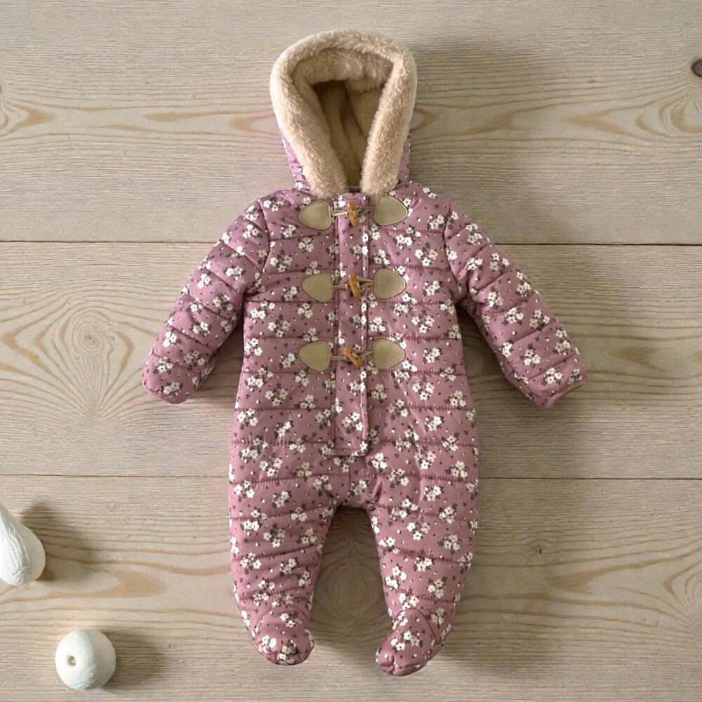 Nicole Miller New York, Baby Girl Outerwear Snowsuit Pink Floral Sz 6-9M